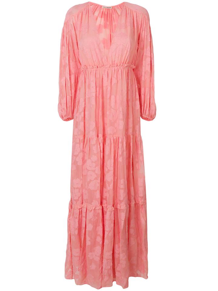 Ulla Johnson Floral Texture Long Dress - Pink & Purple