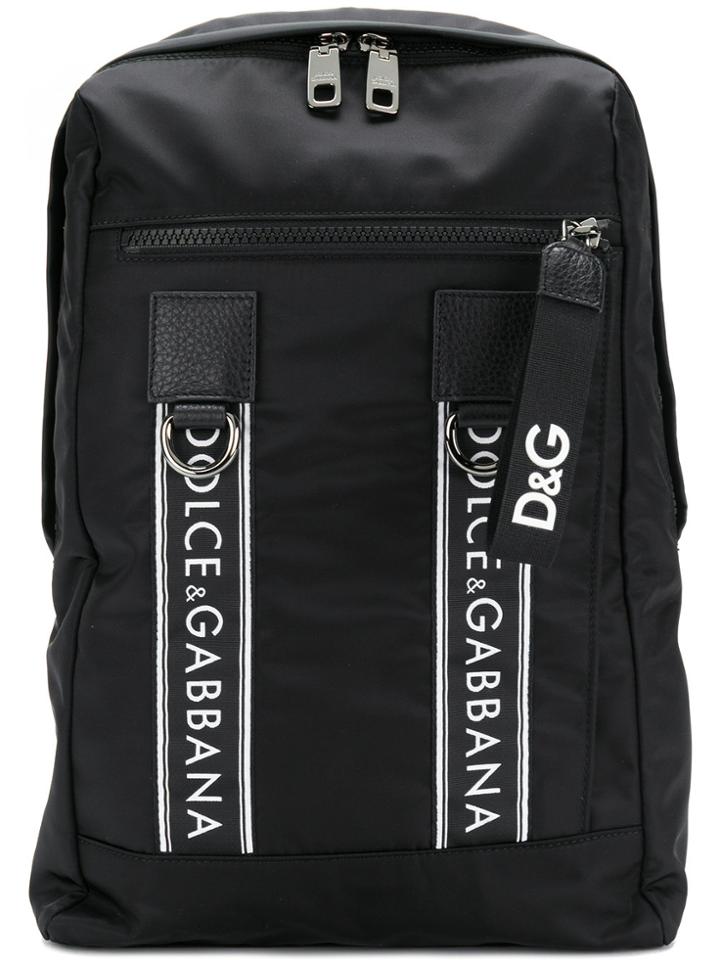 Dolce & Gabbana Logo Strap Detailed Backpack - Black