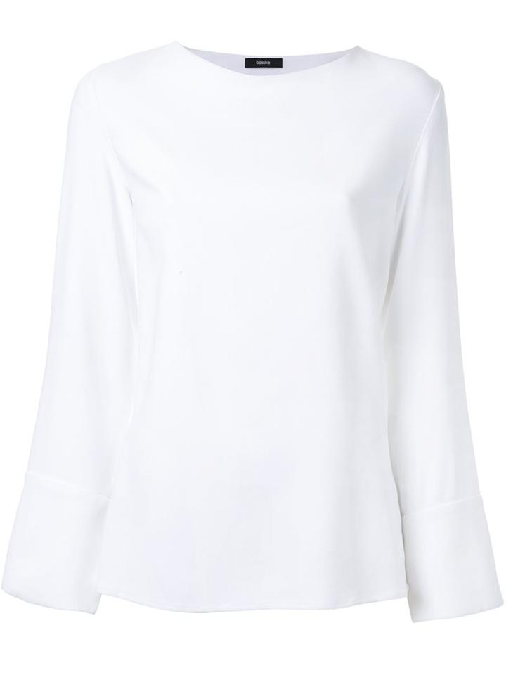 Bassike Minimal Long Sleeve Top, Women's, Size: 12, White, Elastodiene/viscose