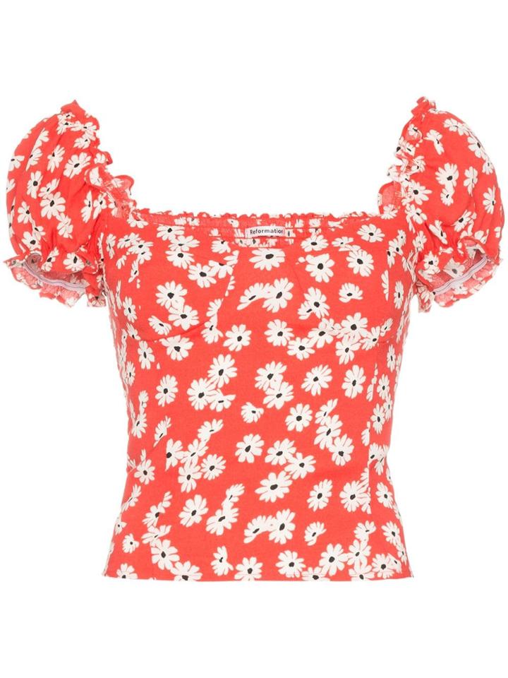 Reformation Jewel Floral Print Bustier Top - Red