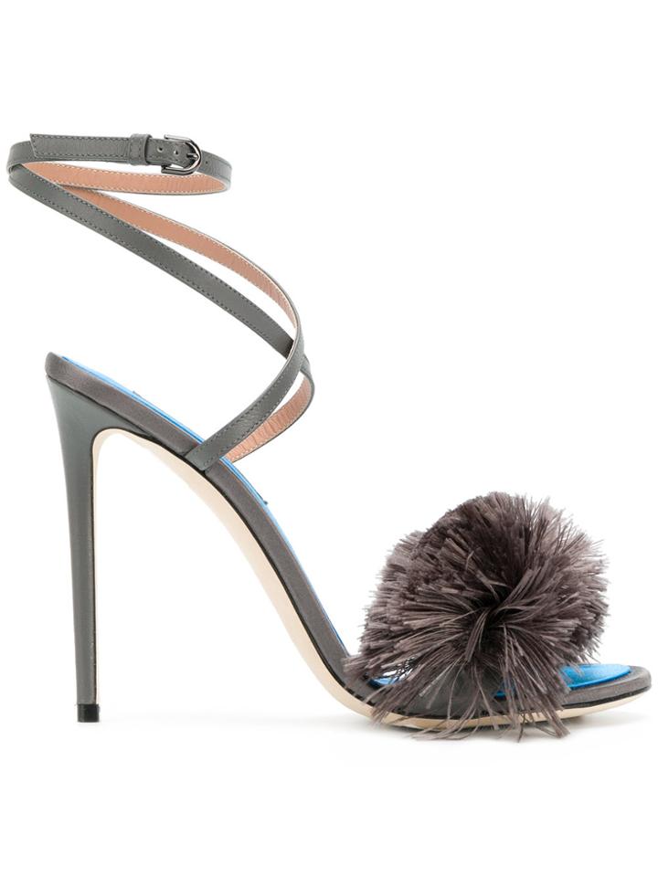 Marco De Vincenzo Textured Cross Over Strap Sandals - Grey