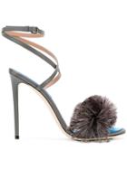 Marco De Vincenzo Textured Cross Over Strap Sandals - Grey