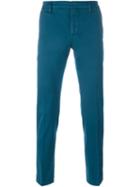 Dondup Straight Chino Trousers, Men's, Size: 34/34, Blue, Cotton/spandex/elastane