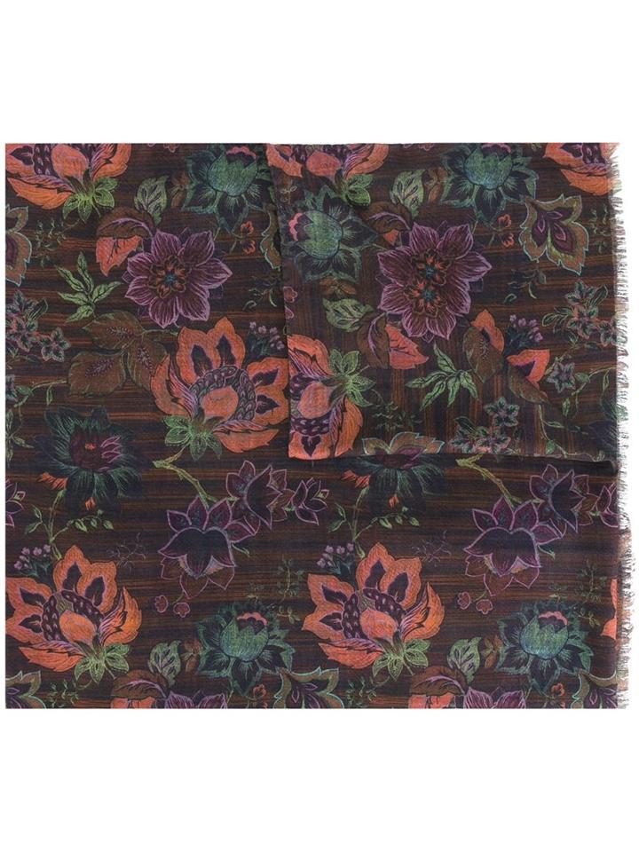 Etro Floral And Check Print Scarf
