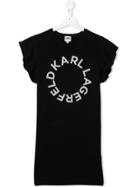 Karl Lagerfeld Kids Teen Circle Logo Dress - Black