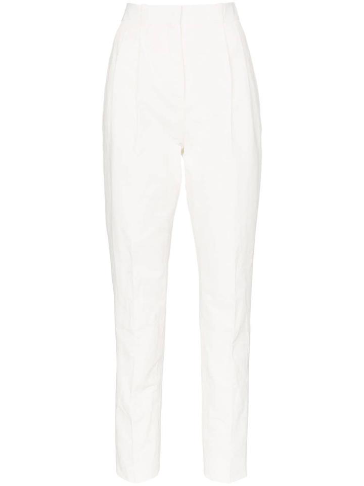Poiret Pleated Slim Fit Trousers - White
