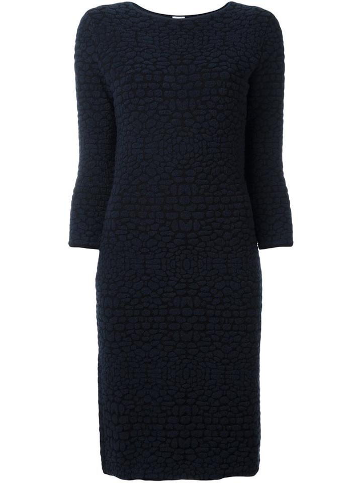 Armani Collezioni Fitted Dress, Women's, Size: 50, Blue, Polyamide/spandex/elastane/wool