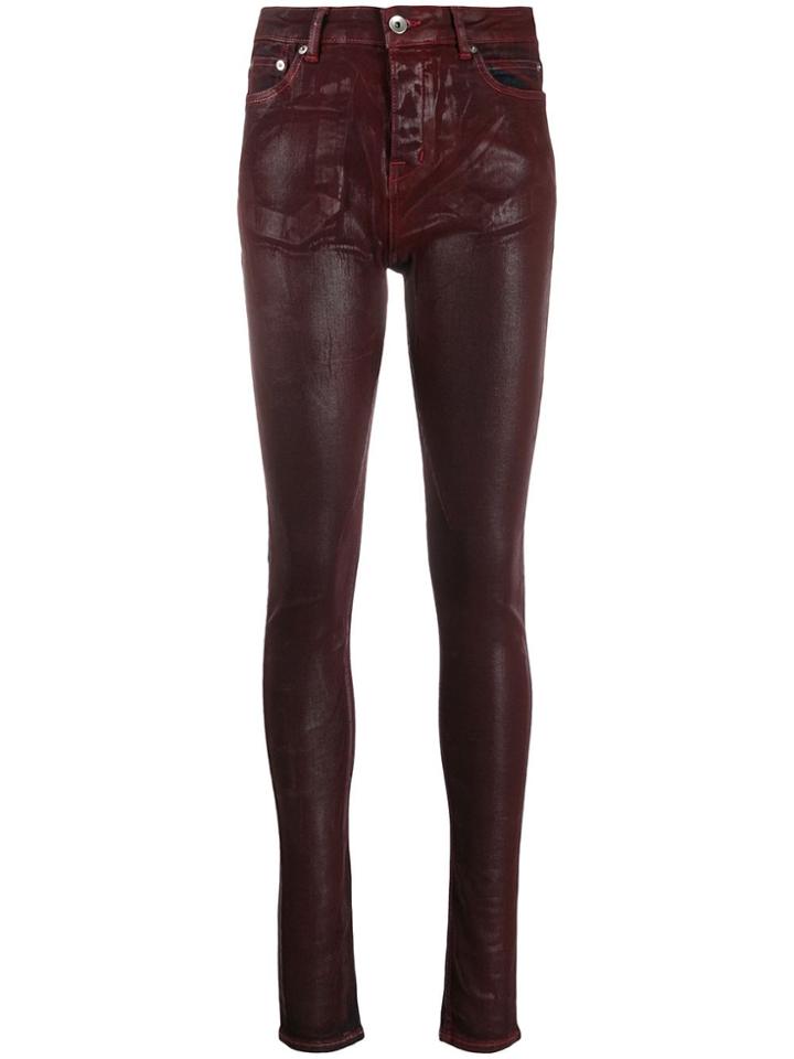Rick Owens Drkshdw Varnished Fitted Trousers - Red