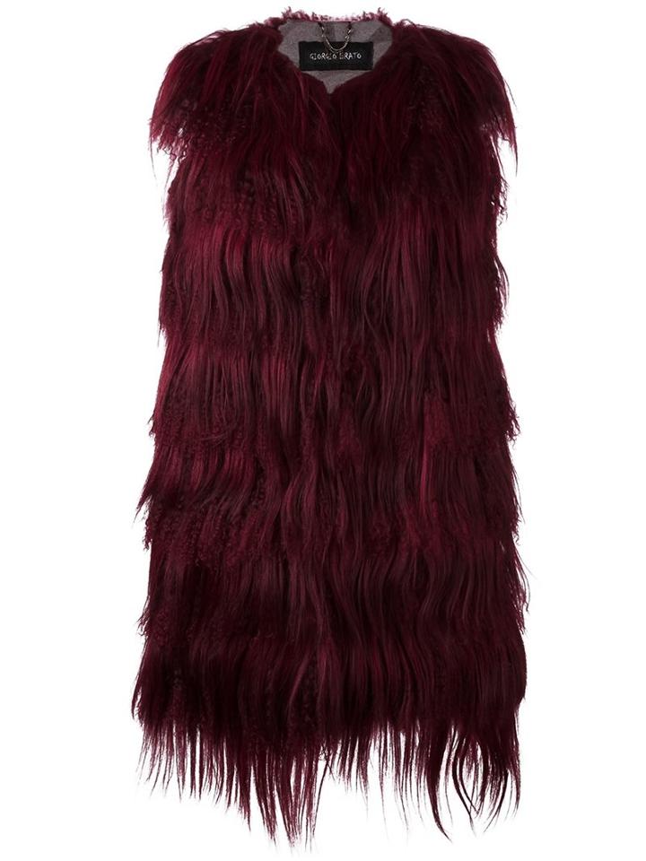 Giorgio Brato Long Fit Gilet, Women's, Size: 42, Red, Goat Fur/polyamide/wool