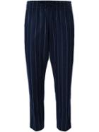 Joseph Cropped Pinstripe Trousers, Women's, Size: 40, Blue, Cotton/wool