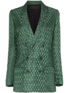 Haider Ackermann Double-breasted Checked Silk-blend Blazer - Green