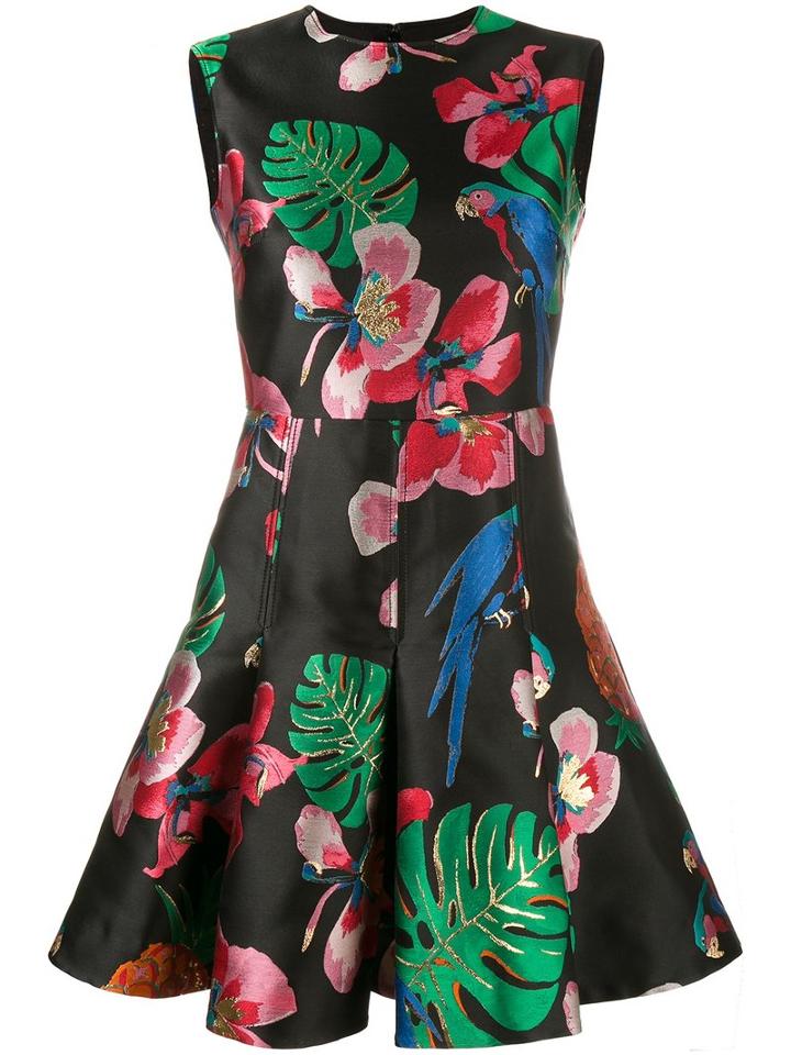 Valentino Tropical Dream Jacquard Dress, Women's, Size: 42, Black, Polyester/silk/metallic Fibre/cotton