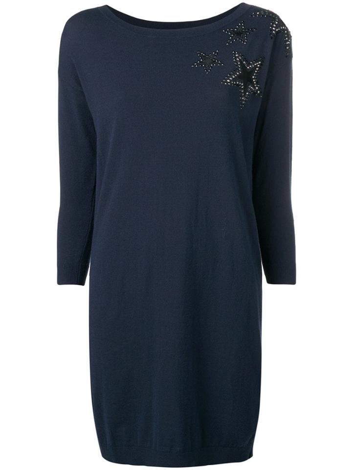 Liu Jo Star Embellished Sweater Dress - Blue