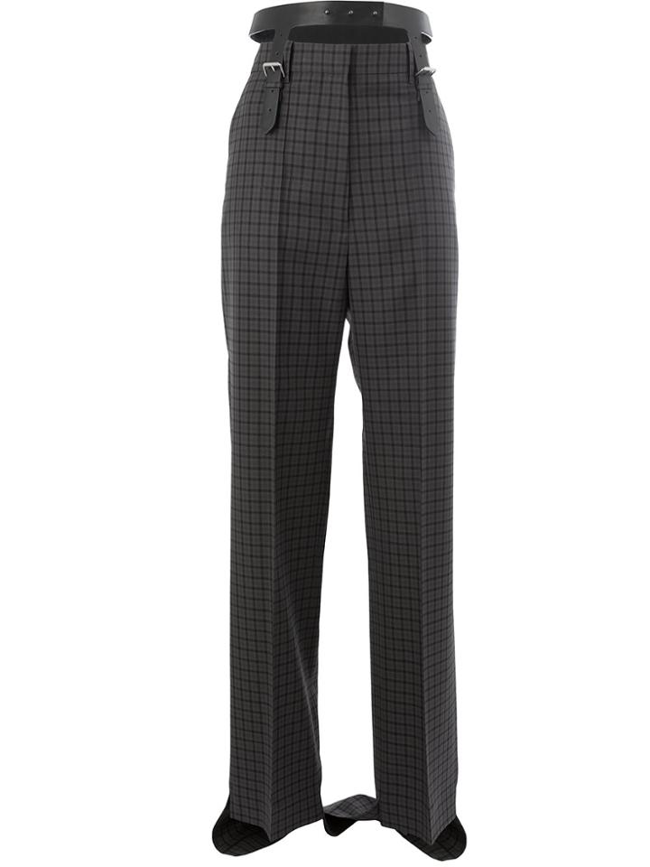 Vera Wang Checked Flared Trousers - Grey