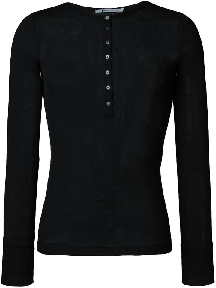 T By Alexander Wang Sheer Sweater, Women's, Size: Medium, Black, Wool