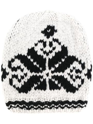 Antonia Zander Knit Hat With Embroidered Print - White