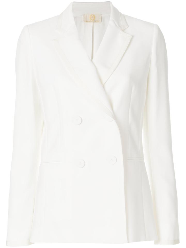 Sara Battaglia Double Breasted Blazer - White