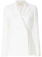 Sara Battaglia Double Breasted Blazer - White