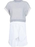 Derek Lam 10 Crosby Knot Detail Sweatshirt Dress, Women's, Size: Small, Grey, Cotton