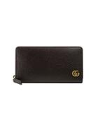 Gucci Gg Marmont Zip Around Wallet - Brown