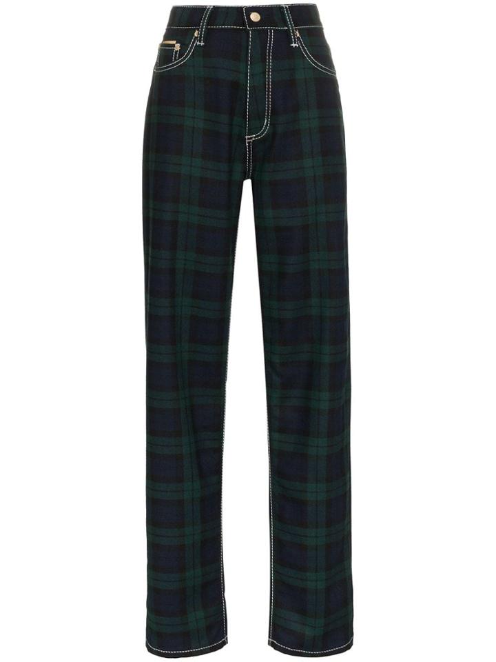 Eytys Benz Check Loose Wool Trousers - Blue