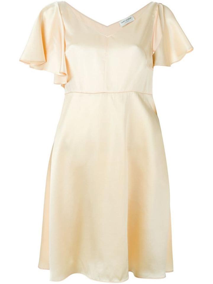 Saint Laurent Shoulder Slit Flared Dress - Yellow