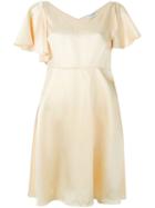 Saint Laurent Shoulder Slit Flared Dress - Yellow