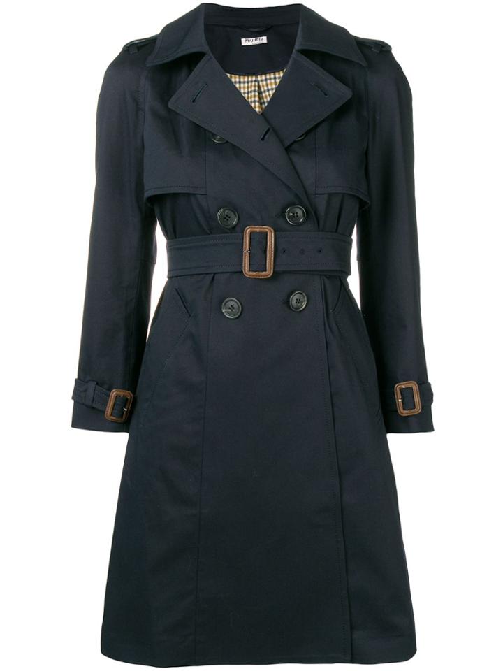 Miu Miu Belted Trench Coat - Blue