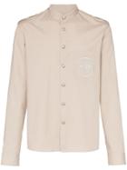 Balmain Military Embroidered Cotton Button-down Shirt - Neutrals