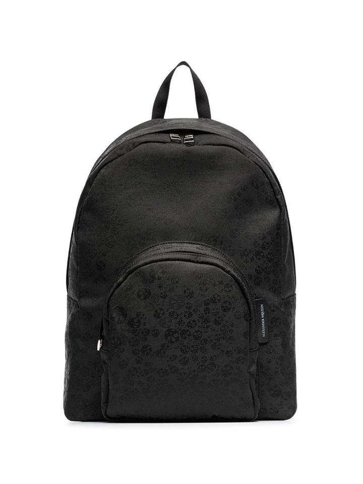 Alexander Mcqueen Black Skull-jacquard Backpack