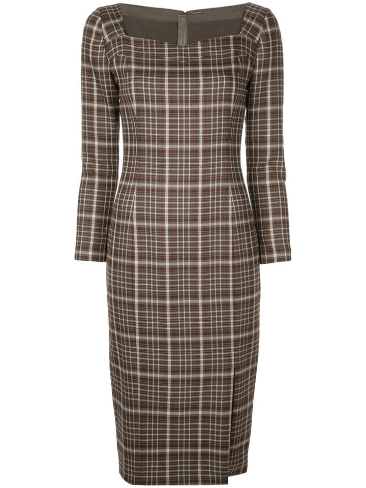 Adam Lippes Square Neck Plaid Dress - Green