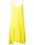 Cédric Charlier Ruffled Detail Open Back Dress, Women's, Size: 42, Yellow/orange, Silk/acetate
