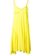 Cédric Charlier Ruffled Detail Open Back Dress, Women's, Size: 42, Yellow/orange, Silk/acetate