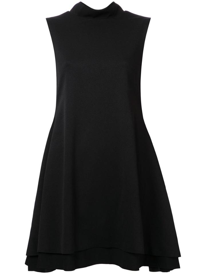 Robert Wun Flared High Collar Dress - Black