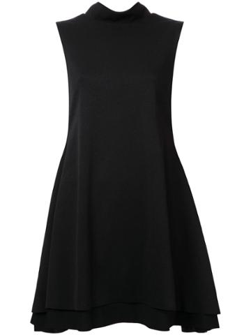 Robert Wun Flared High Collar Dress - Black