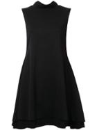 Robert Wun Flared High Collar Dress - Black