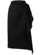 Rochas Draped Pencil Skirt - Black