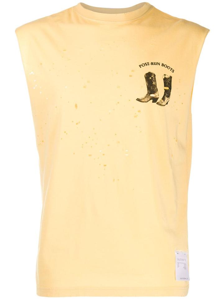 Satisfy Distressed Tank Top - Yellow