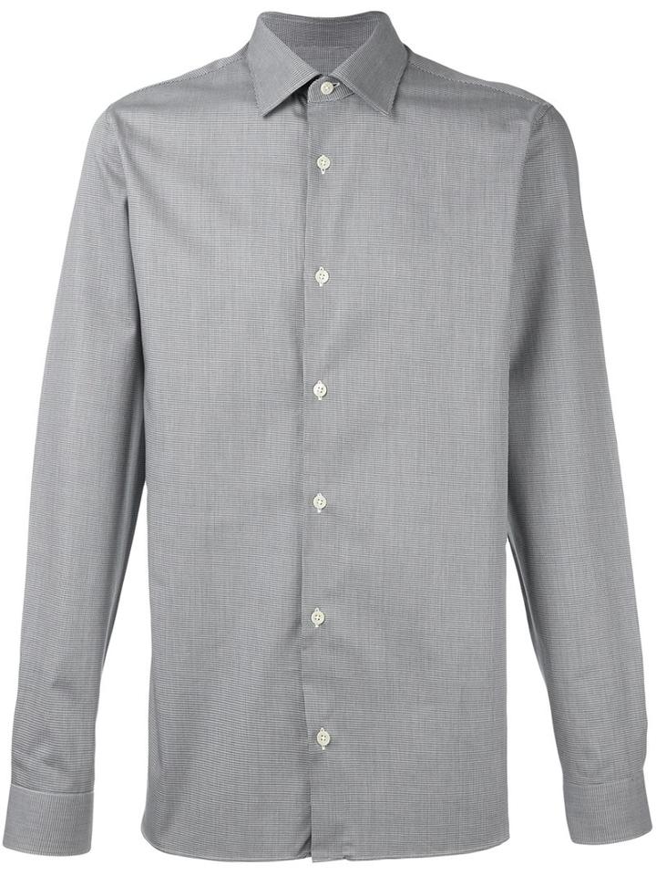 Z Zegna Woven Button Down Shirt, Men's, Size: 41, Grey, Cotton