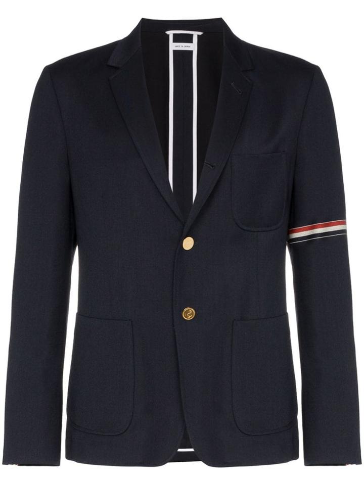Thom Browne Rwb Stripe Patch Pocket Sport Coat - Blue