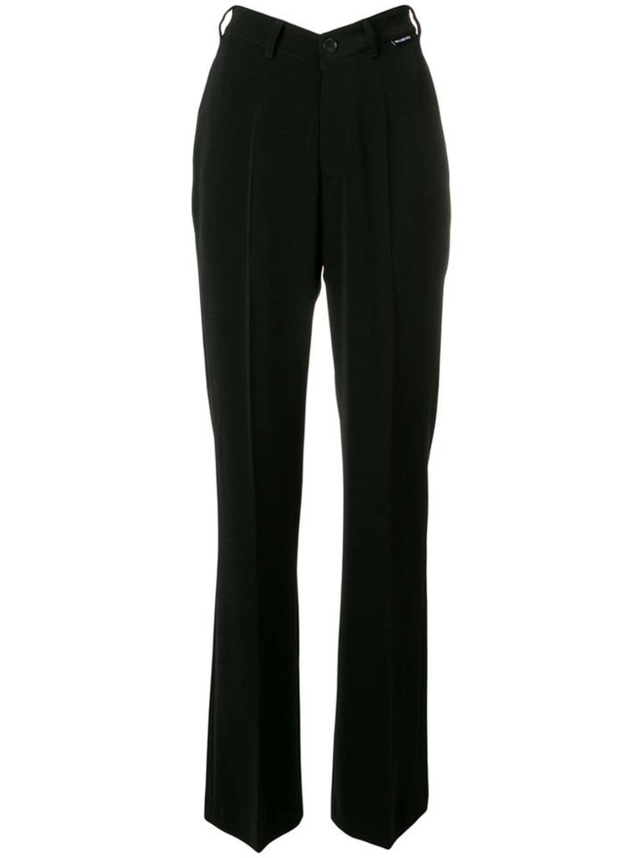 Balenciaga High Waisted Straight Leg Cotton Trousers - Black