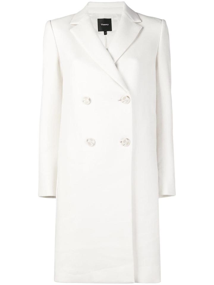 Theory Double Breasted Coat - White
