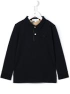 Burberry Kids Long Sleeve Polo Shirt, Boy's, Size: 6 Yrs, Blue