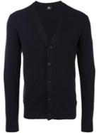 Ps By Paul Smith Ribbed Trim Button Up Cardigan, Men's, Size: Xl, Blue, Cotton/nylon