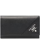 Prada Logo Keychain Wallet - Black