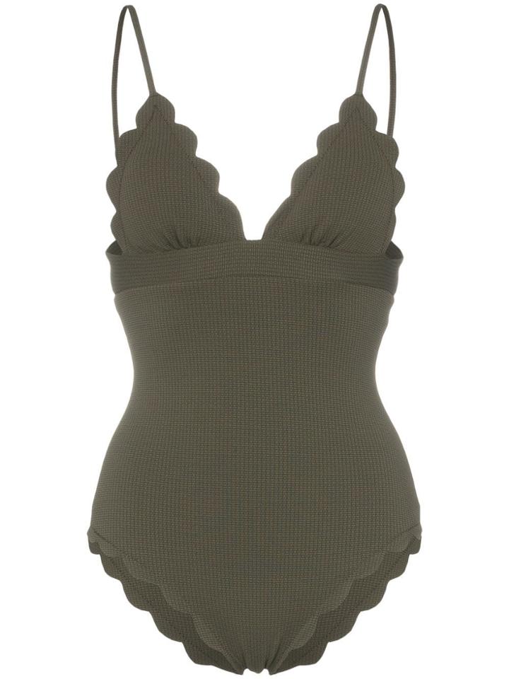 Marysia Santa Clara Maillot Scallop Detail Swimsuit - Green