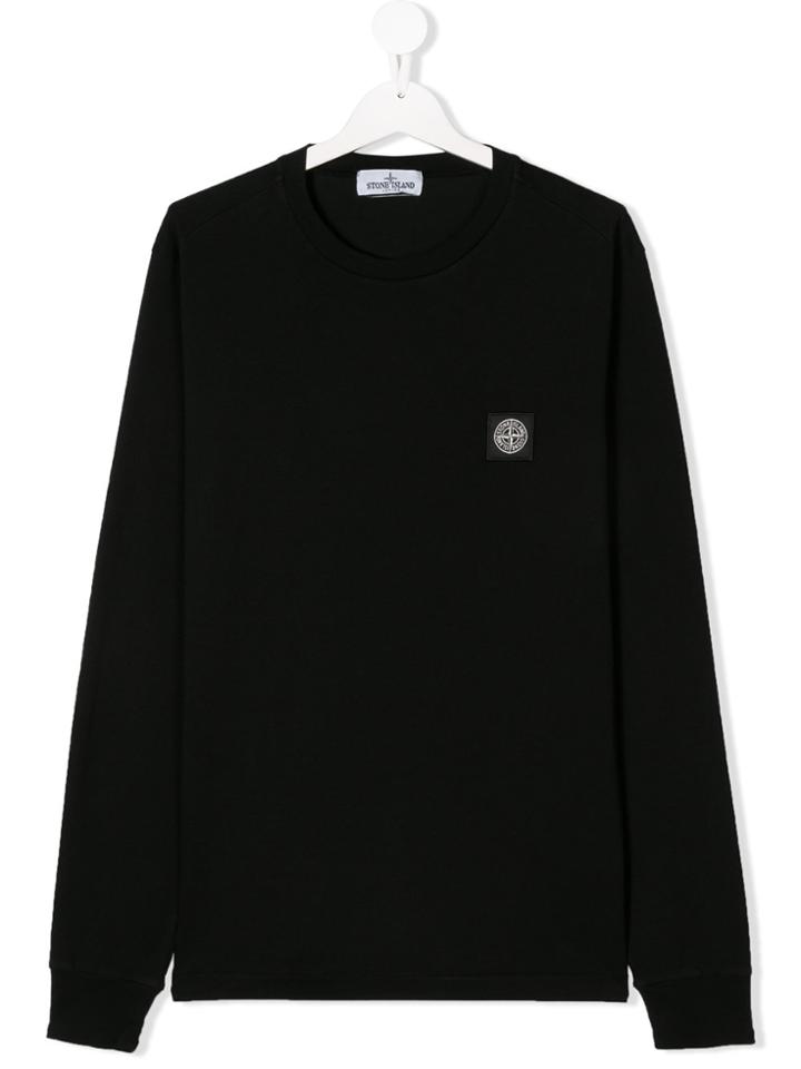 Stone Island Junior Teen Logo Plaque Sweatshirt - Black