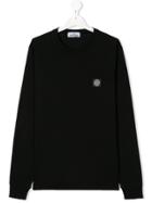 Stone Island Junior Teen Logo Plaque Sweatshirt - Black