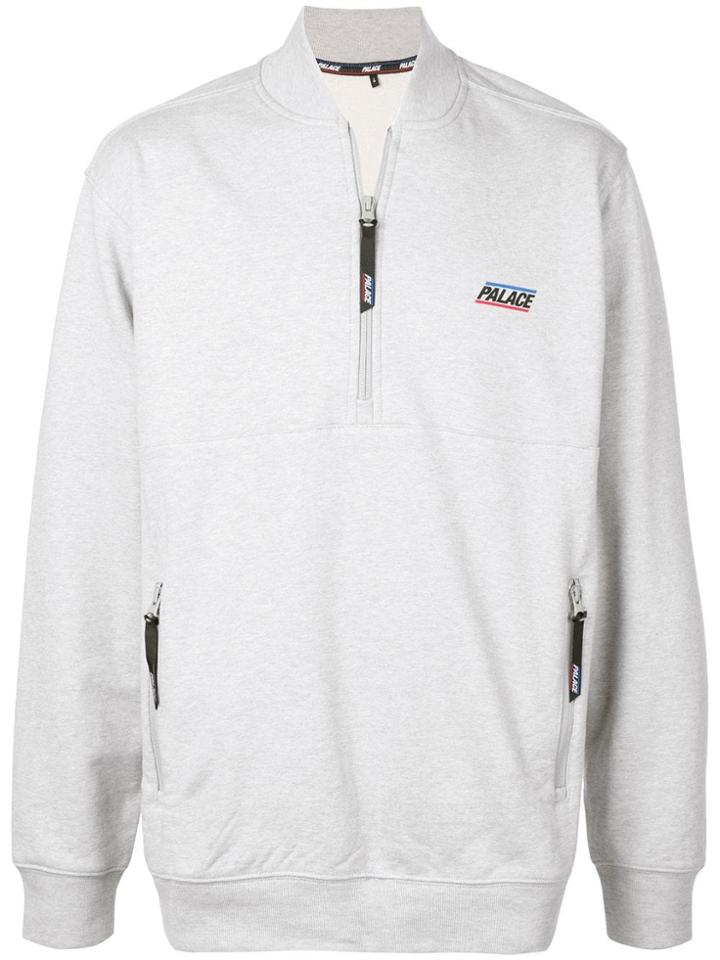 Palace Bomber Collar Sweatshirt - Grey