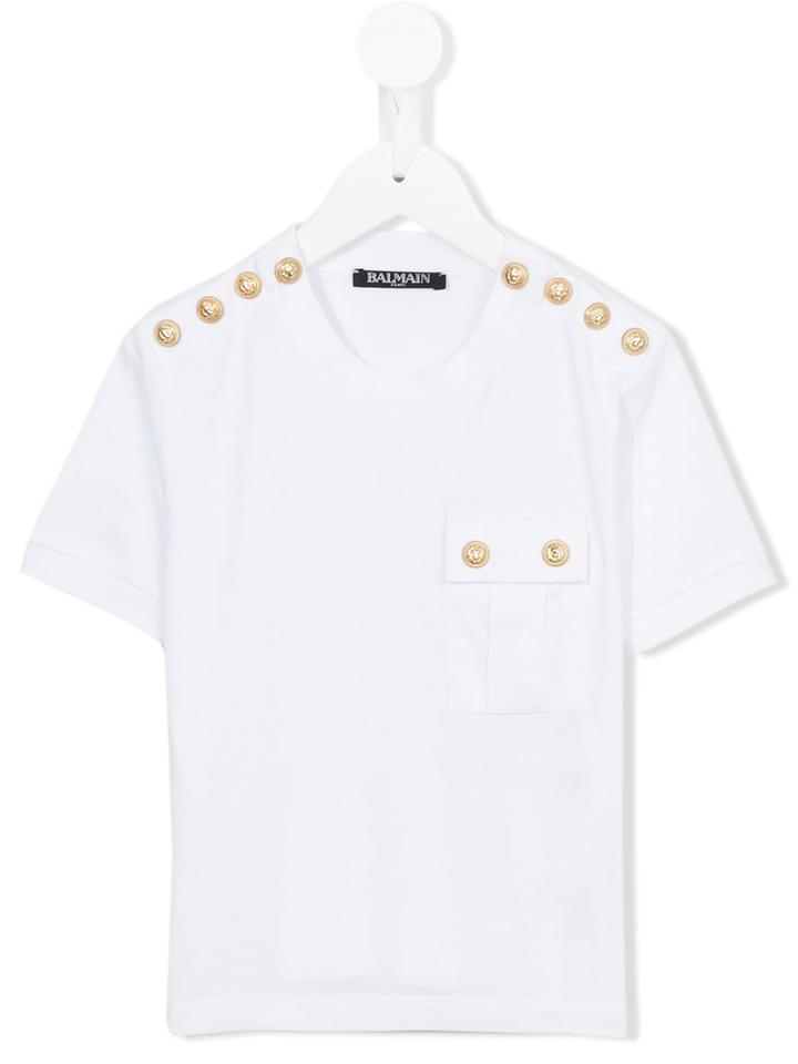Balmain Kids Military T-shirt, Boy's, Size: 8 Yrs, White
